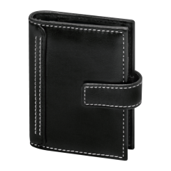 Terminplaner Mini - Softfolie schwarz mit weißer Naht 