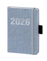 V-Book Buchkalender A6 mit Gummiband - Leinen blau 