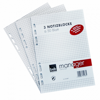 Manager A5 Notizblock kariert 3 er Packg. 