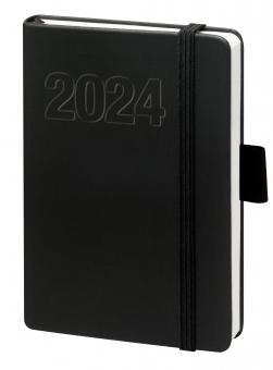 V-Book Buchkalender A6 mit Gummiband - schwarz 